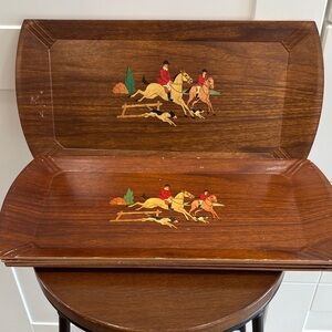 Vintage 1950’s Hasko Haskelite Wooden Trays “The Fox Hunt” Set of 5